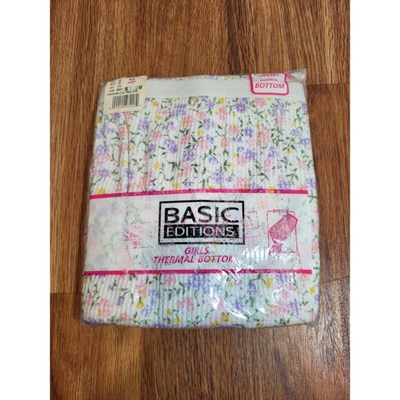 Vintage Basic Edition Floral Girls Thermal Pants NOS Size 8 - Picture 1 of 2